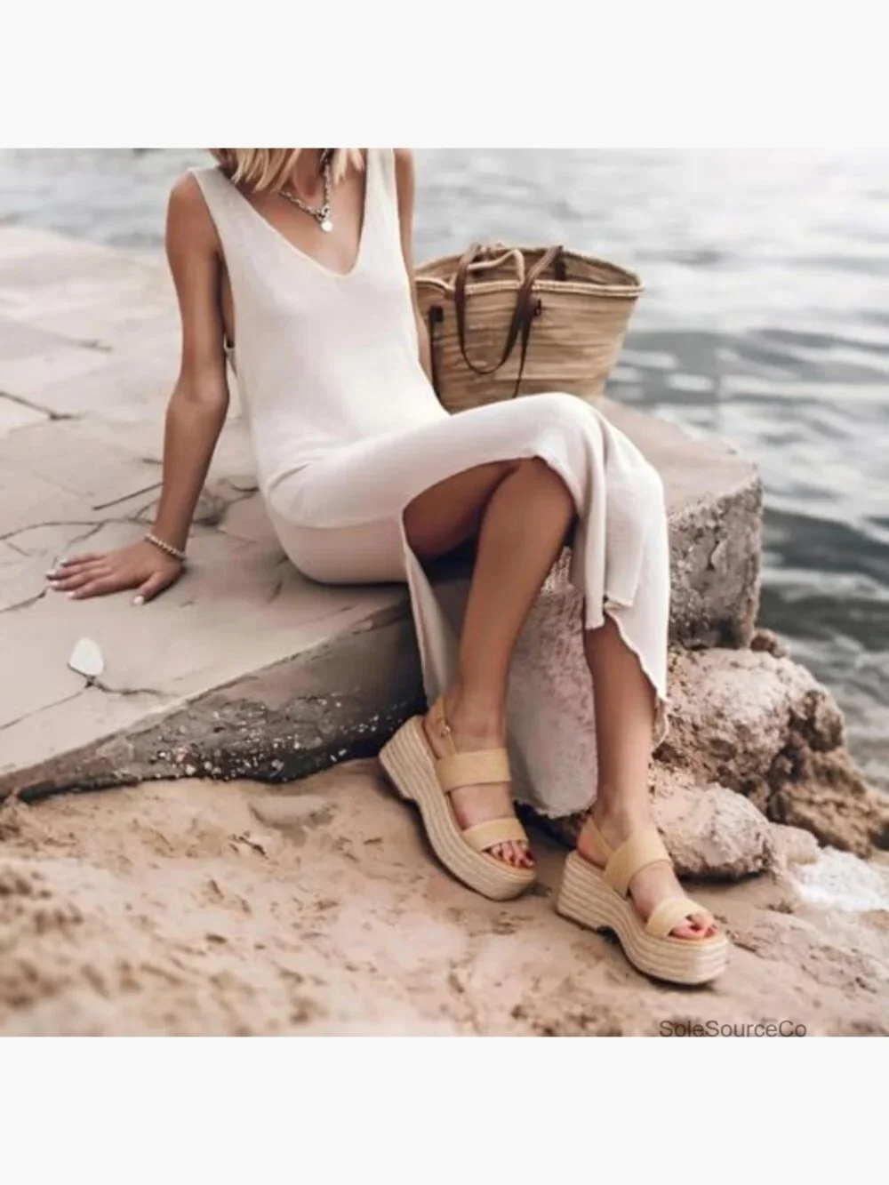 Women Raffia Woven Wedge Espadrille Sandals Platform Ankle Strap Summer